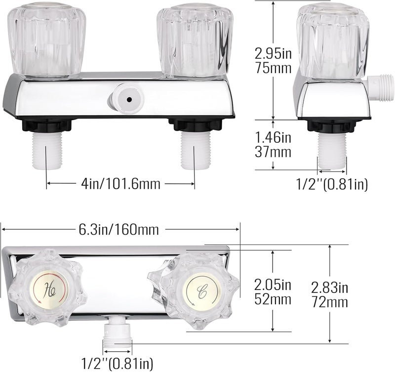 OasisFlow RV Shower Faucet, Camper Shower Faucet, RV Shower Replacement Valve Diverter, Bathroom Shower Mixing Valve Control for RV, Camper Van, Travel Trailer, Motorhome - Image 3